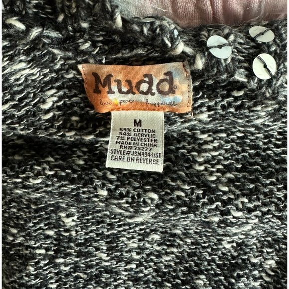 Mudd black and white with sequin button cardigan with pockets Med - Picture 3 of 3